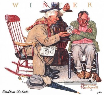 Norman Rockwell Painting - Debate interminable Norman Rockwell